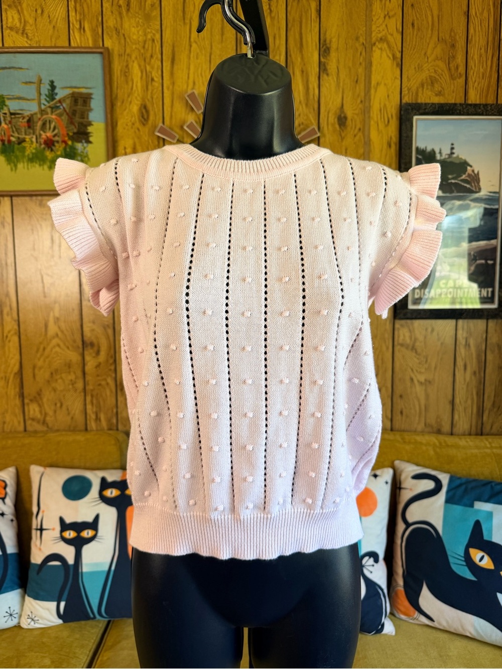 Light Pink Ruffle Sleeve Sweater - Picture 11 of 14